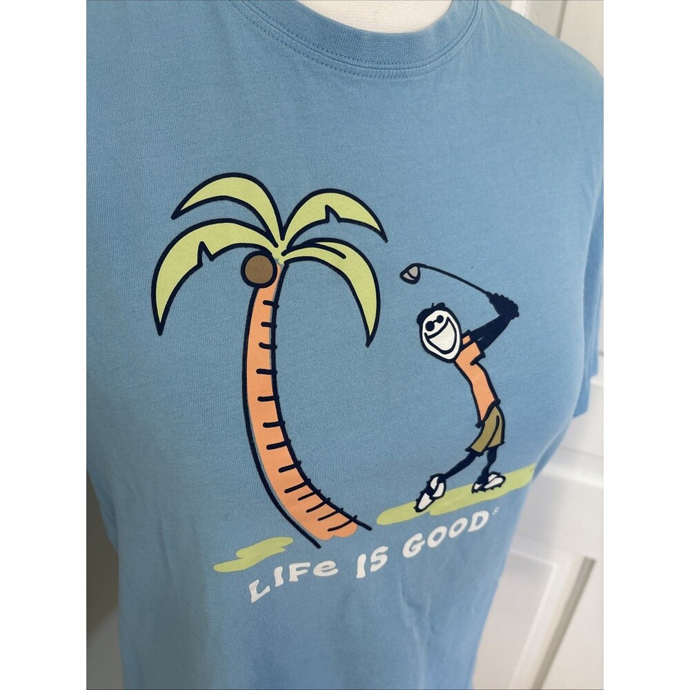 SOLD Life Is Good Mens Tropical Golf Crusher-Lite Cotton T-Shirt Gray Small - Picture 2 of 5